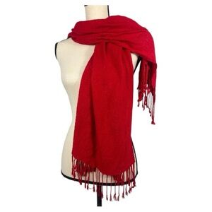 Pashmina scarf red with fringe long